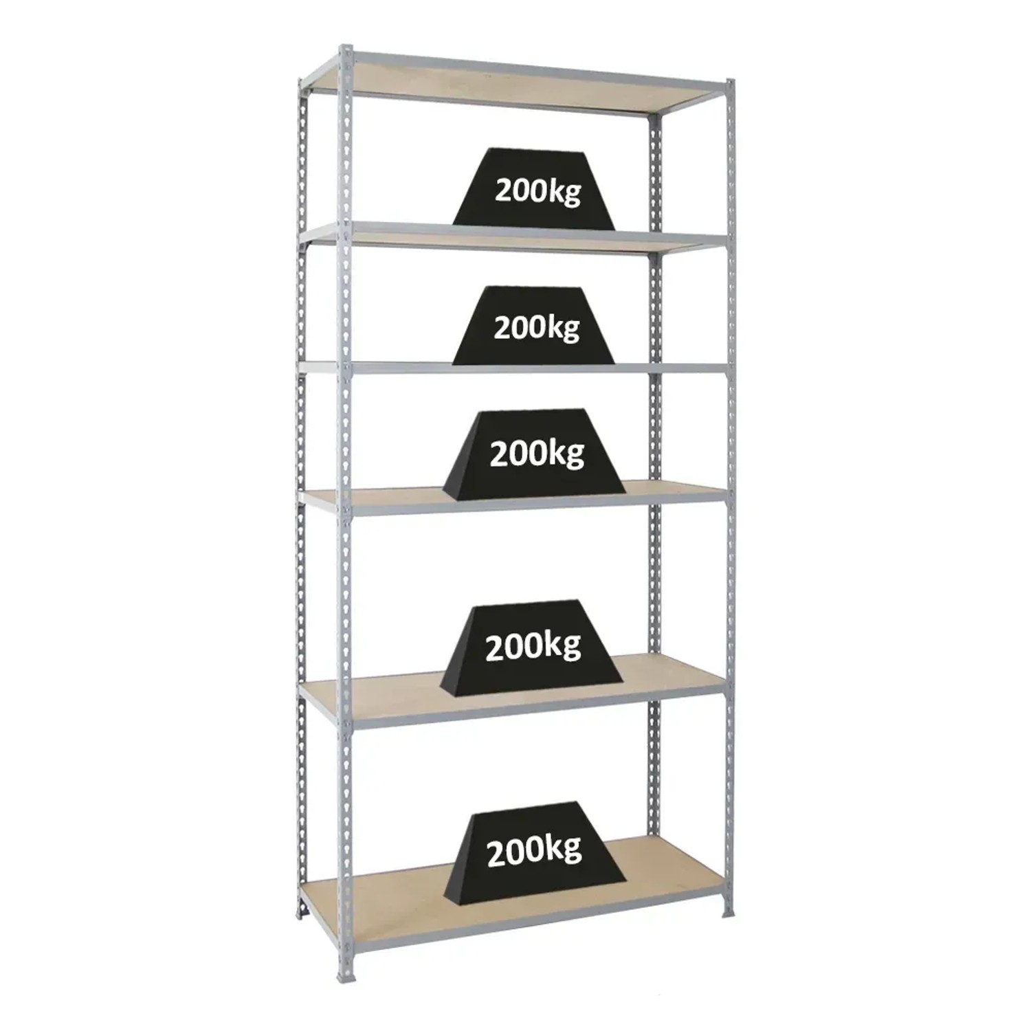 Bild von PROREGAL Schwerlastregal Giant Muli HxBxT 250 x 110 x 40 cm 6 Fachböden Fachlast 200 kg Grau