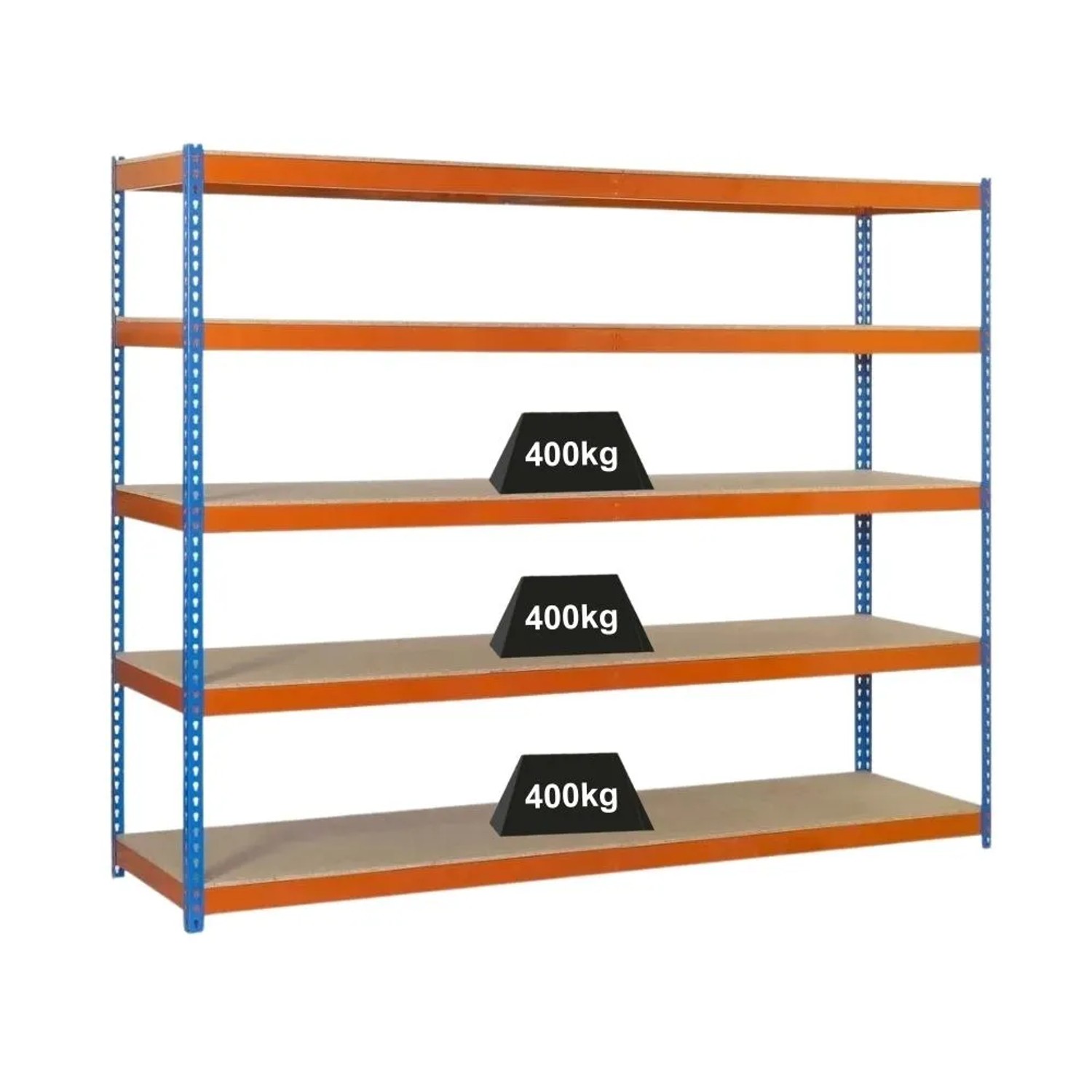 Bild von PROREGAL Schwerlastregal Big Wood Yeti Five HxBxT 200 x 120 x 60 cm Fachlast 400 kg Blau-Orange
