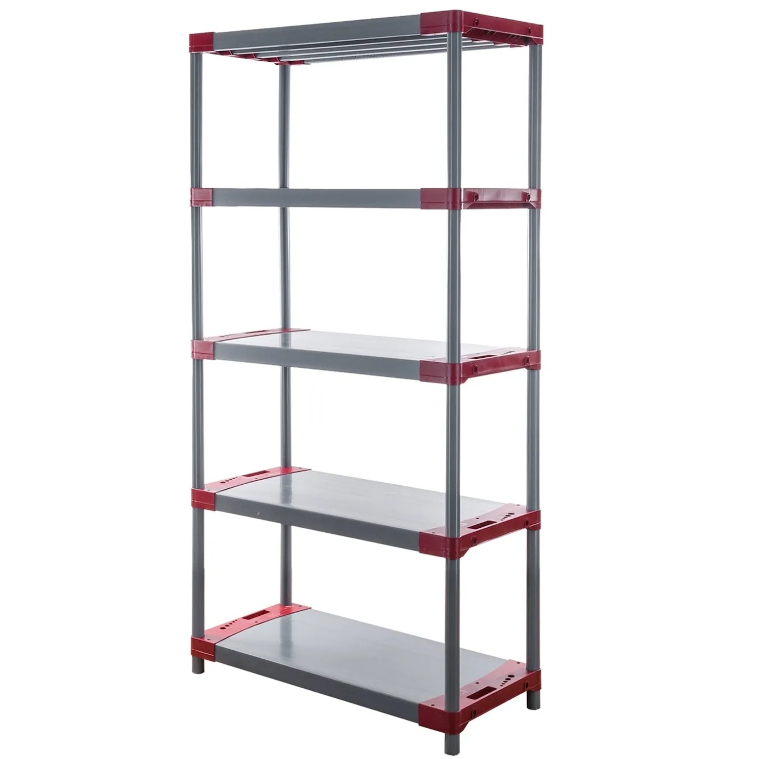 Bild von PROREGAL Kunststoffregal Grey Bear Tall HxBxT 180 x 90 x 46 cm Fachlast 120 kg Grau/Rot