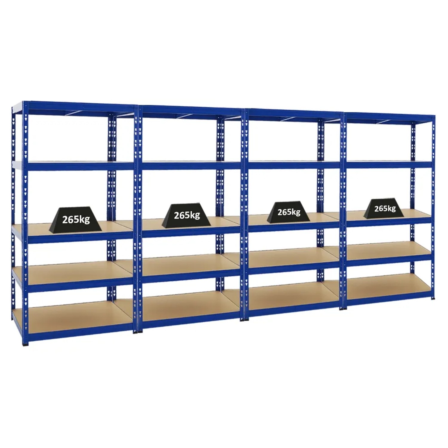 Bild von PROREGAL Mega Deal 4x Schwerlastregal Tiger HxBxT 180 x 90 x 60 cm Fachlast 265 kg 5-Ebenen Blau
