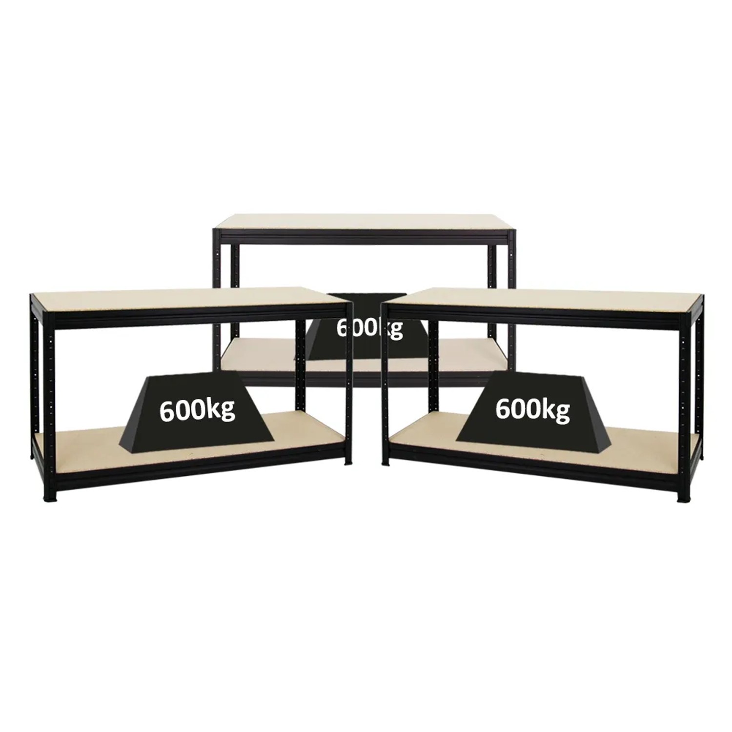 Bild von PROREGAL Mega Deal 3x Höhenverstellbare Werkbank Dino HxBxT 90 x 160 x 60 cm Traglast 600 kg Schwarz