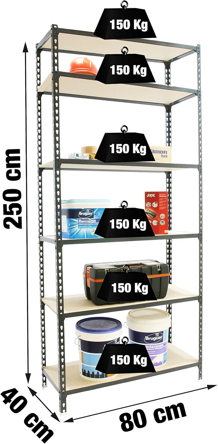 Bild von PROREGAL Schwerlastregal 250cm hoch Giant Muli | HxBxT 250x80x40cm | Fachlast 200kg | Schwarz Lagerregal Kellerregal Regal Werkstattregal Metallregal Fachbodenregal Steckregal 250 hoch
