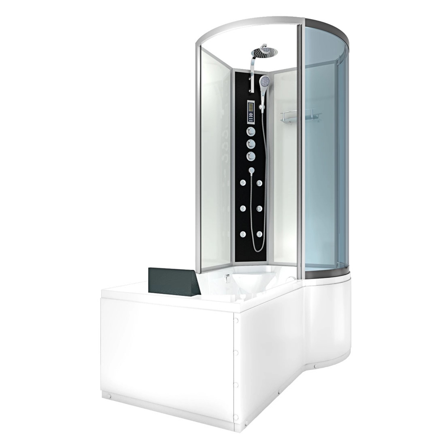 Bild von AcquaVapore Grossraumdusche Wanne Dusche Kombination Weiß K50-L03-EC 170x100, Sicherheitsglas ESG, inklusive Duschwanne, Moderner Touchscreen, Rutschsicher, Schnelle Reinigung, Digitale Steue