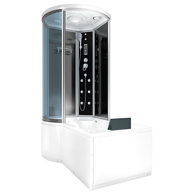 Bild von AcquaVapore Grossraumdusche Wanne Dusche Kombination sw K55-R31-EC 100x170, Sicherheitsglas ESG, inklusive Duschwanne, Integrierte Massagedüsen, Moderner Touchscreen, Rutschsicher, Schnelle