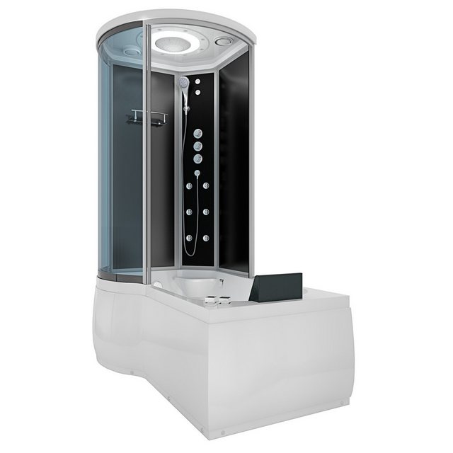 Bild von AcquaVapore Grossraumdusche Whirlpool Wanne Duschkabine sw K55-R33-WP 100x170, Sicherheitsglas ESG, inklusive Duschwanne, Integrierte Massagedüsen, Moderner Touchscreen, Rutschsicher, Schnelle