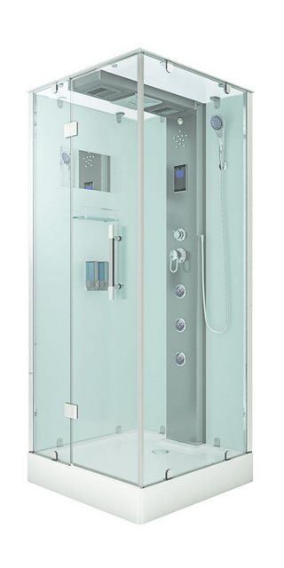Bild von AcquaVapore Dampfdusche Dampfdusche Duschkabine D38-20L2 Weiß 100x100, Sicherheitsglas ESG, inklusive Duschwanne, Höhenverstellbar, Gehärtetes Glas, Integrierte Massagedüsen, Multimedi