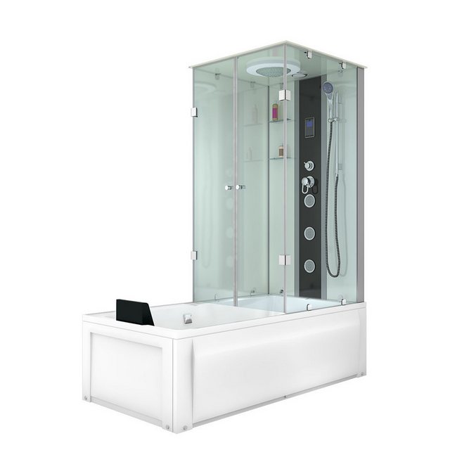 Bild von AcquaVapore Grossraumdusche Whirlpool Dusche Kombination K05-L01-WP Duschtempel 180x90 cm, Sicherheitsglas ESG, inklusive Duschwanne, Integrierte Massagedüsen, Moderner Touchscreen, Rutschsicher, Schnelle