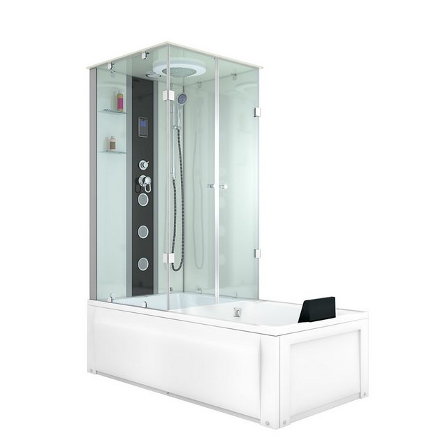 Bild von AcquaVapore Grossraumdusche Dusche Wanne Kombination K05-R01 90x180, Sicherheitsglas ESG, inklusive Duschwanne, Moderner Touchscreen, Rutschsicher, Schnelle Reinigung, Integrierte Wa
