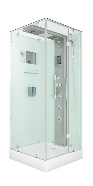 Bild von AcquaVapore Komplettdusche Duschkabine Dusche D38-00R0-EC Weiß 80x80, Sicherheitsglas ESG, inklusive Duschwanne