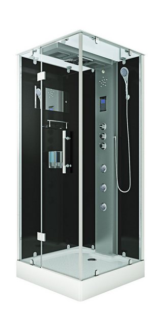 Bild von AcquaVapore Komplettdusche Duschkabine Dusche D38-03L1-EC Schwarz 80x80, Sicherheitsglas ESG, inklusive Duschwanne