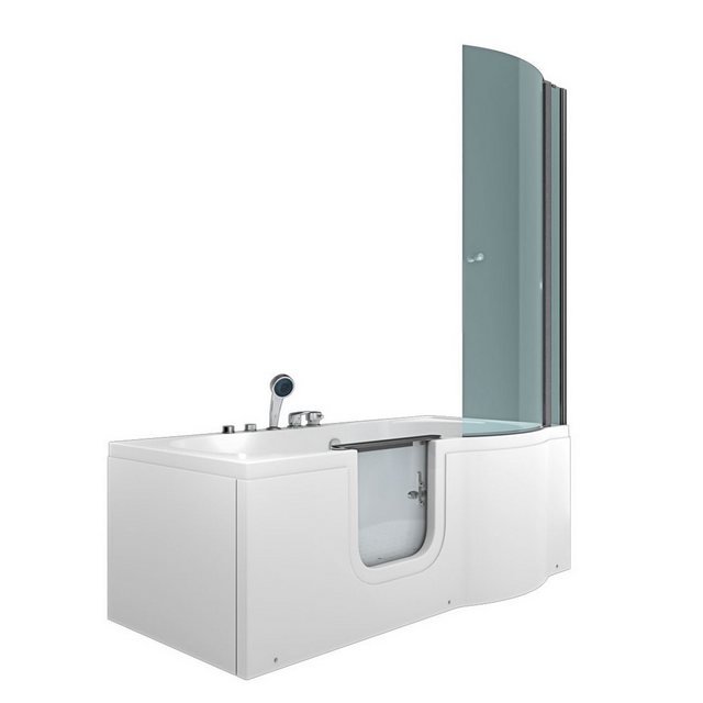 Bild von AcquaVapore Komplettdusche AcquaVapore Seniorendusche Sitzwanne Tür S12D-EH-AIR-L-EC 170x85cm, Sicherheitsglas ESG, inklusive Duschwanne, Integrierte Massagedüsen, Schnelle Reinigung, Überlauf Abfluss, Whirlp