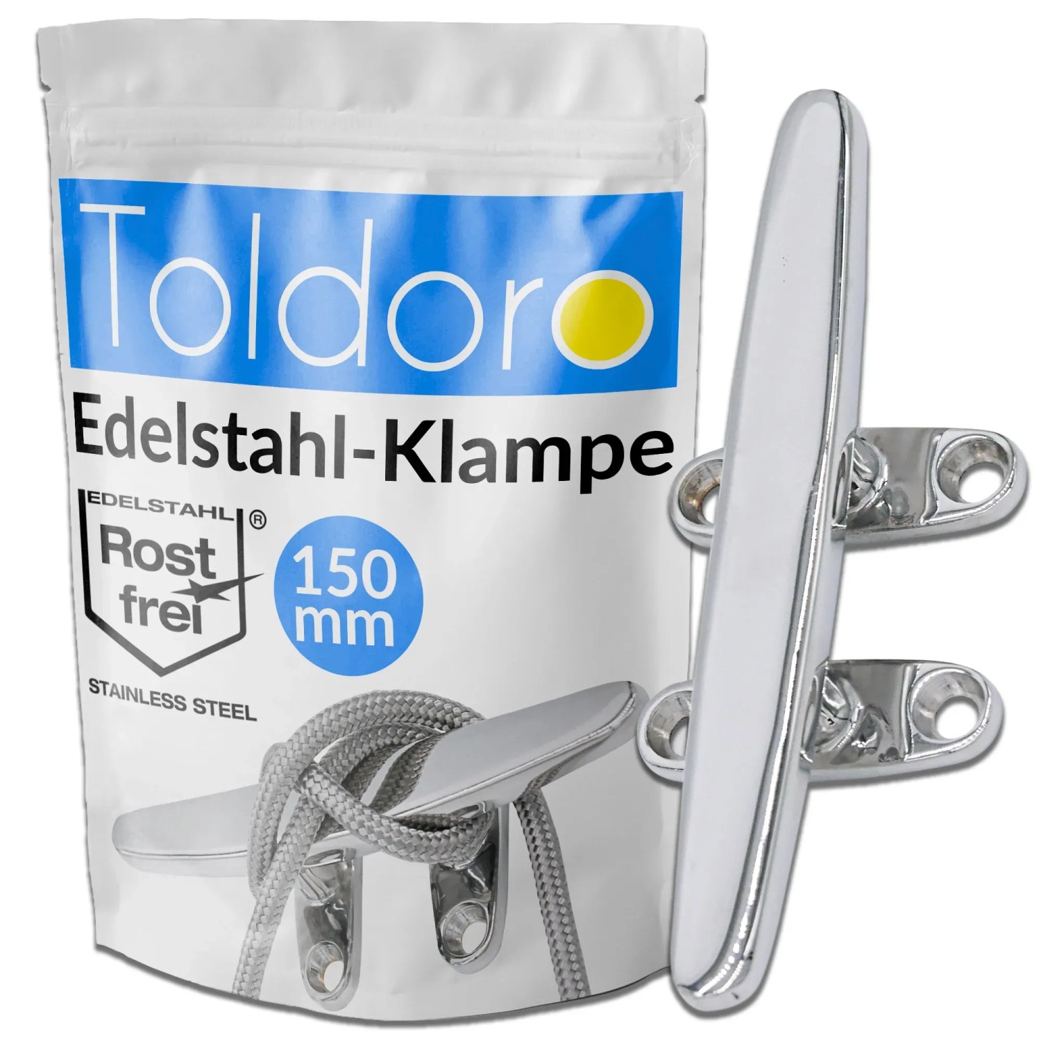 Bild von Toldoro Klampe 150mm Aus Edelstahl Rostfrei V4A 4 Bohrungen Belegklampe Bootsklampe Festmacher