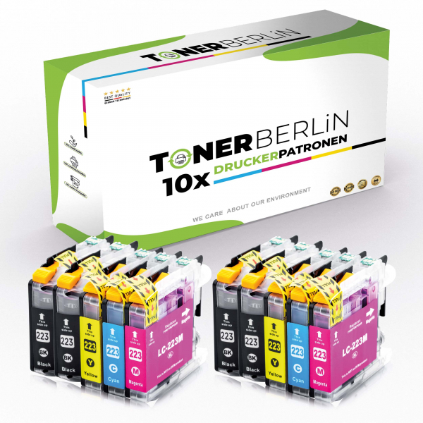 Bild von Rebuilt Toner 10er Multipack Set kompatibel für Brother DCP-J4120DW (DCPJ4120DWG1) Druckerpatronen LC-223