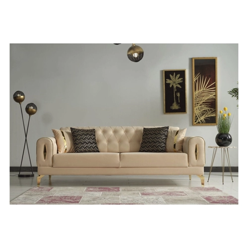 Bild von Casa Padrino Luxus Schlafsofa Beige/Gold – Eleganz für Ihr Wohnzimmer