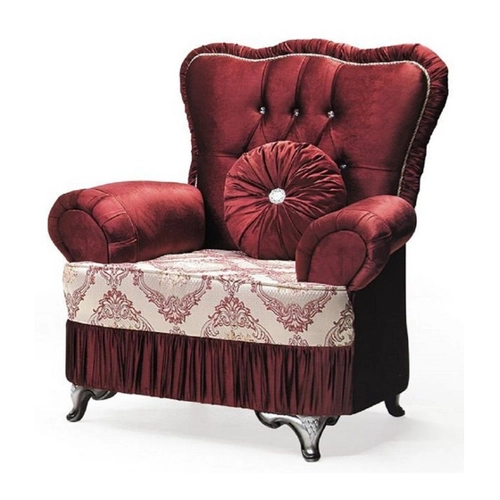 Bild von Casa Padrino Luxus Barock Sessel Bordeauxrot / Creme / Silber