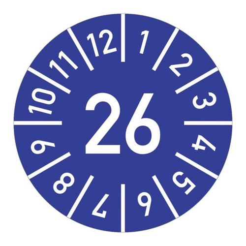 Bild von König Werbeanlagen Hinweisschild Prüfplakette Jahr 26 mit Monaten - blau