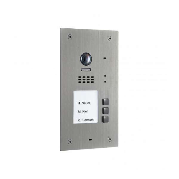 Bild von BALTER EVIDA RFID Edelstahl-Türstation 2-Draht BUS 170° Ultra-Weitwinkelkamera Silber 3 Familienhaus