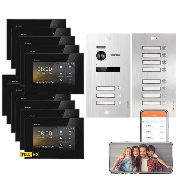 Bild von BALTER EVO HD Video Türsprechanlagen Silber/Schwarz 9-12 Familienhaus Set 11x 7 Monitor WiFi