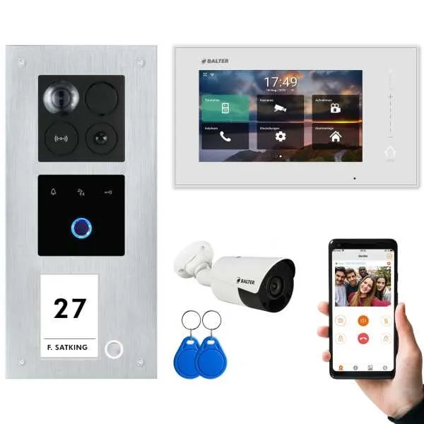 Bild von BALTER ERA IP Unterputz Video Türsprechanlagen mit Fingerprint Silber/Weiß 1 Familienhaus Set 1x 7 M