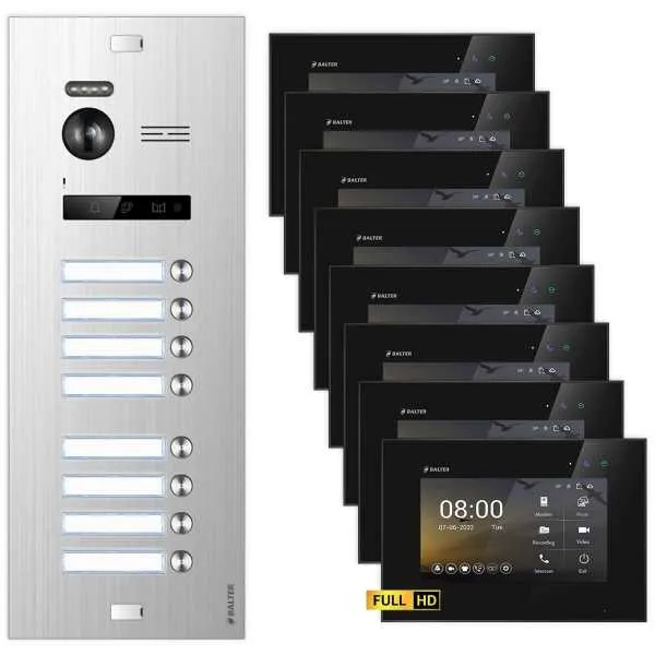 Bild von BALTER EVO HD Video Türsprechanlagen Silber/Schwarz 8 Familienhaus Set 8x 7 Monitor