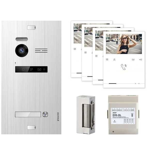Bild von BALTER EVO Quick Video Türsprechanlage Silber/Weiß 1 Familienhaus Set 4x Quick BUS-DL + Türöffner