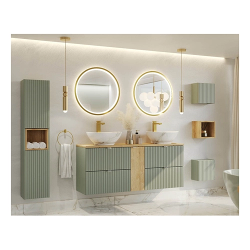 Bild von Bad-Set 7-tlg Doppel-Waschplatz "LINETTE" 140cm - Elegant in Limettengrün