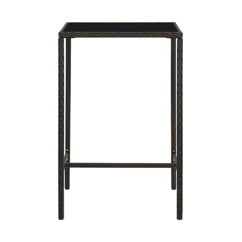Bild von furnicato Gartentisch Garten-Bartisch Braun 70x70x110 cm Poly Rattan und Glas