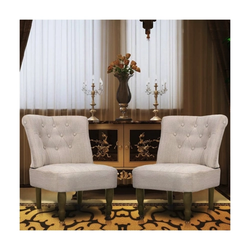 Bild von Furnicato Sessel Französische 2 Stk. Creme Stoff