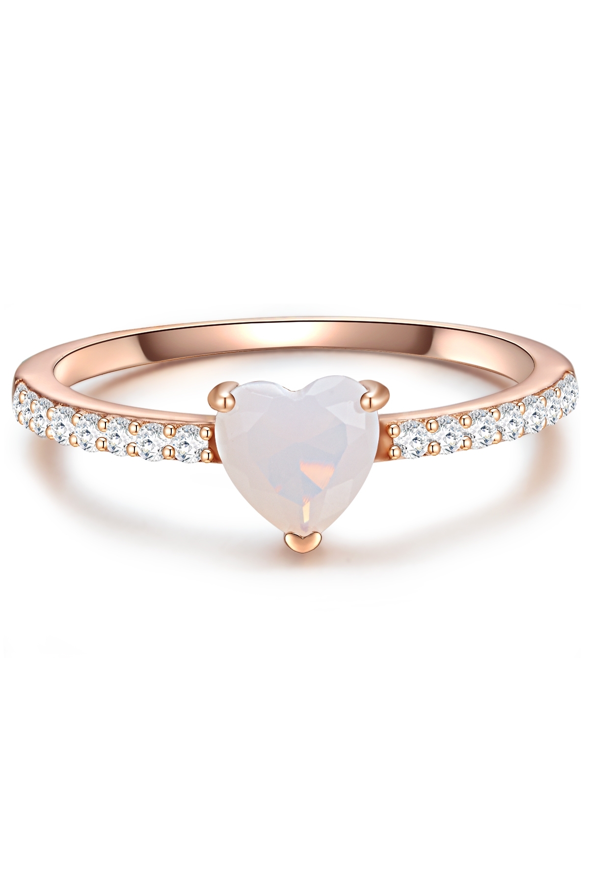 Bild von Glanzstücke München Silberring Ring Sterling Silber Roségold Mondstein (synth.) Zirkonia Weiß für Damen - 58