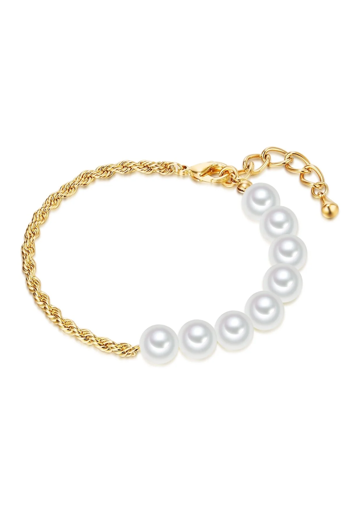 Bild von Lulu & Jane Perlenarmband Armband Gelbgold Muschelkernperle Weiß für Damen - One Size