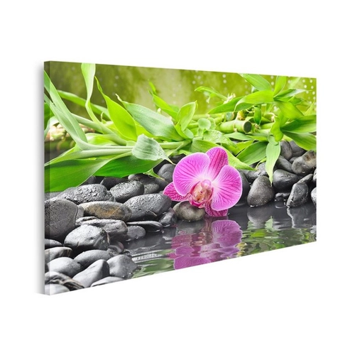 Bild von islandburner Leinwandbild Spa-Konzept mit Zen-Steinen und Orchidee