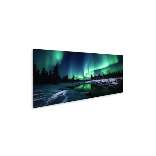Bild von Wunderschönes Leinwandbild: Nordlicht über verschneiten Wald