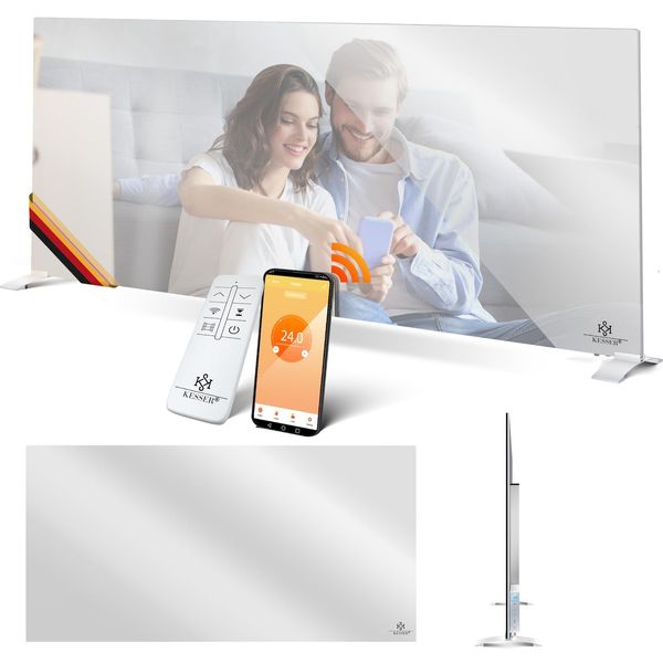 Bild von KESSER® Infrarotheizung Spiegelheizung Energiesparend 2in1 Standgerät & Wandmontage Elektroheizung mit Erkennung Offener Fenster + Fernbedienung & App-Steuerung Thermostat Infrarot Heizpaneel