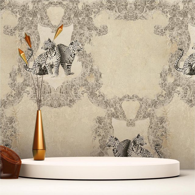 Bild von Tadessi Vliestapete Tapete Barock Samuel M1-No.2406, Vliestapete, Grau, Creme, Ornamen