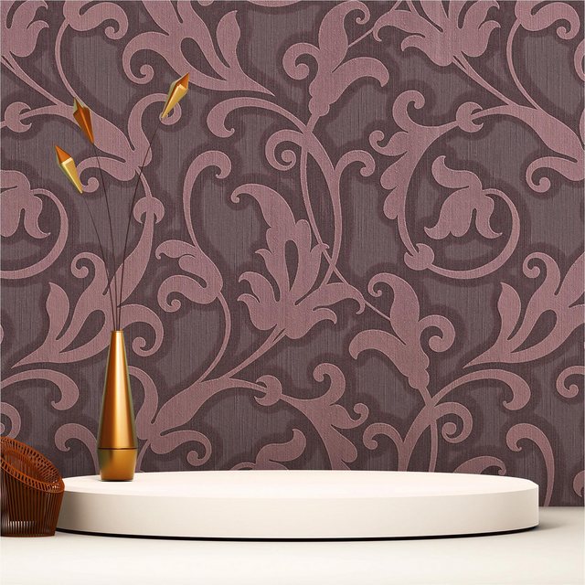 Bild von Tadessi Tapete Barock Nicolo M1 No 3767 Vliestapete Lila Metallic Klassik Barocktapete