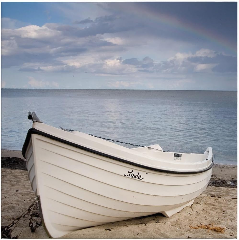 Bild von TADESSI Leinwandbild Maritim M1-No.50518 | Wandbild Blau Grün | Keilrahmen Meer Boot | 51 x 51 cm
