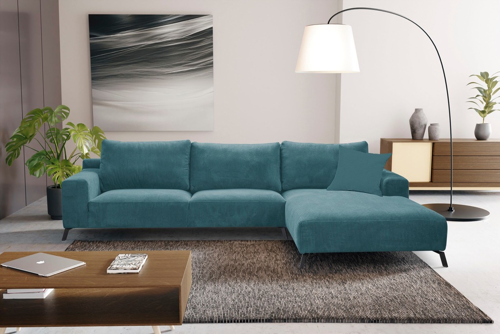 Bild von WERK2 Ecksofa "Faro L-Form", XXL Design Ecksofa mit hohem Komfort in trendigem Cord & Samtvelours