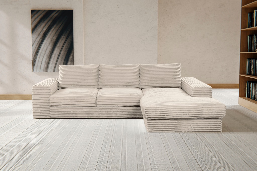 Bild von WERK2 Ecksofa Rozzana, Design Ecksofa mit hohem Komfort in trendig-weichem Cord & Breitcord