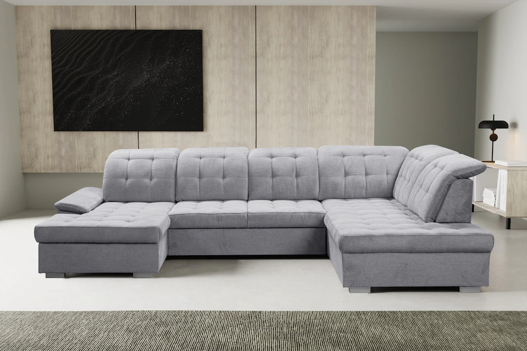 Bild von WERK2 Wohnlandschaft "Kordula-New U-Form", Sofa in U-Form mit Schlaffunktion & Bettkasten, Schlafcouch
