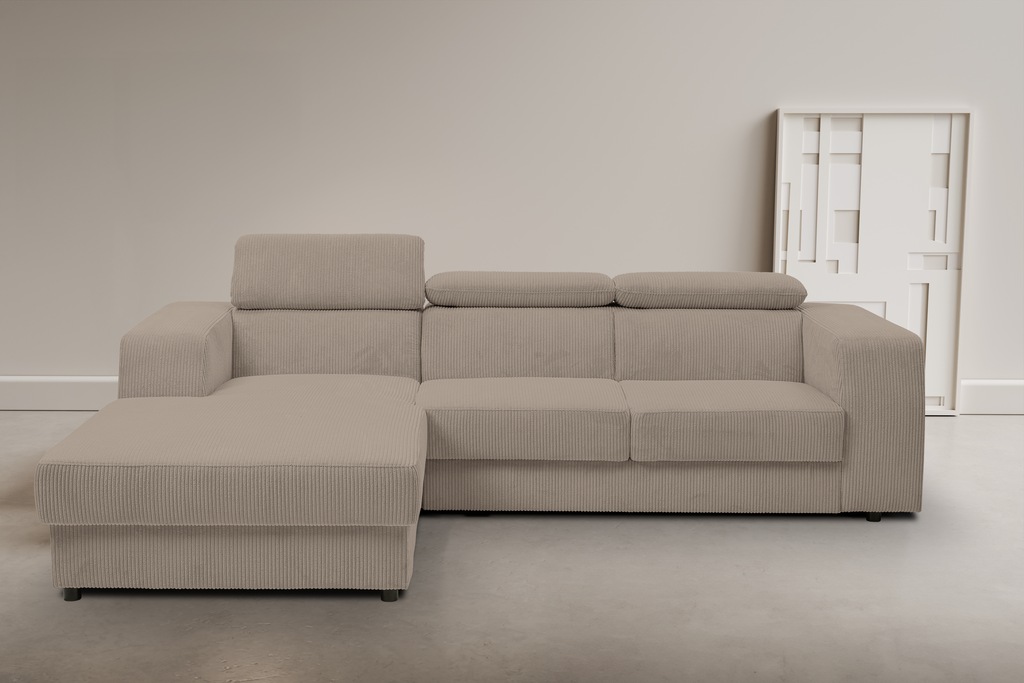 Bild von WERK2 Ecksofa "Cherry", Ecksofa mit verstellbaren Kopfteilen, Schlaffunktion & Bettkasten