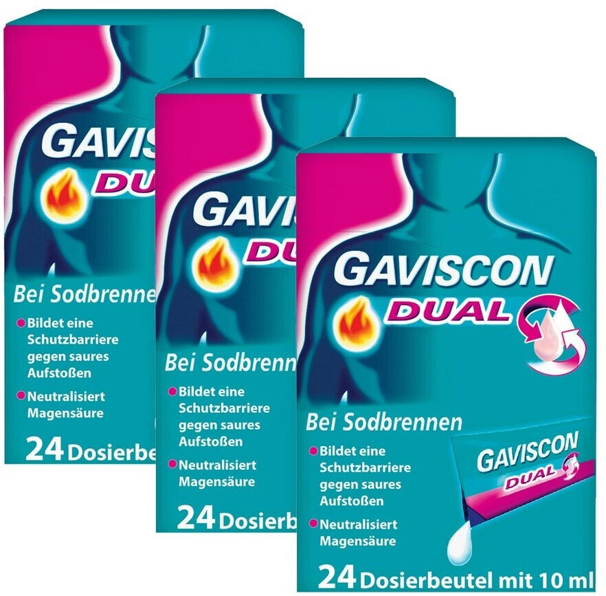 Bild von Gaviscon Dual 500 mg / 213 mg / 325 mg Beutel (3 x 24 x 10 ml)