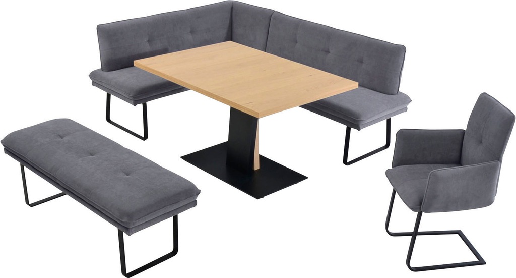 Bild von K+W Komfort & Wohnen Essgruppe "Giacomo III", (4 tlg.), wahlweise links oder rechts langer Schenkel 207cm, Freischwingersessel