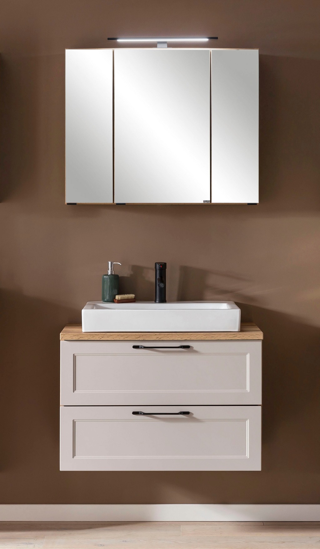 Bild von welltime Badmöbel-Set "Lana", (Komplett-Set, 2 St.), Badezimmer-Set, 2-teilig, inkl. Waschbecken, 80 cm breit