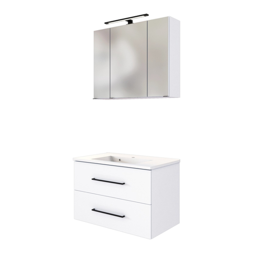 Bild von Held Möbel Waschtisch-Set Rom 80 cm x 64 cm x 47 cm Weiß-Weiß