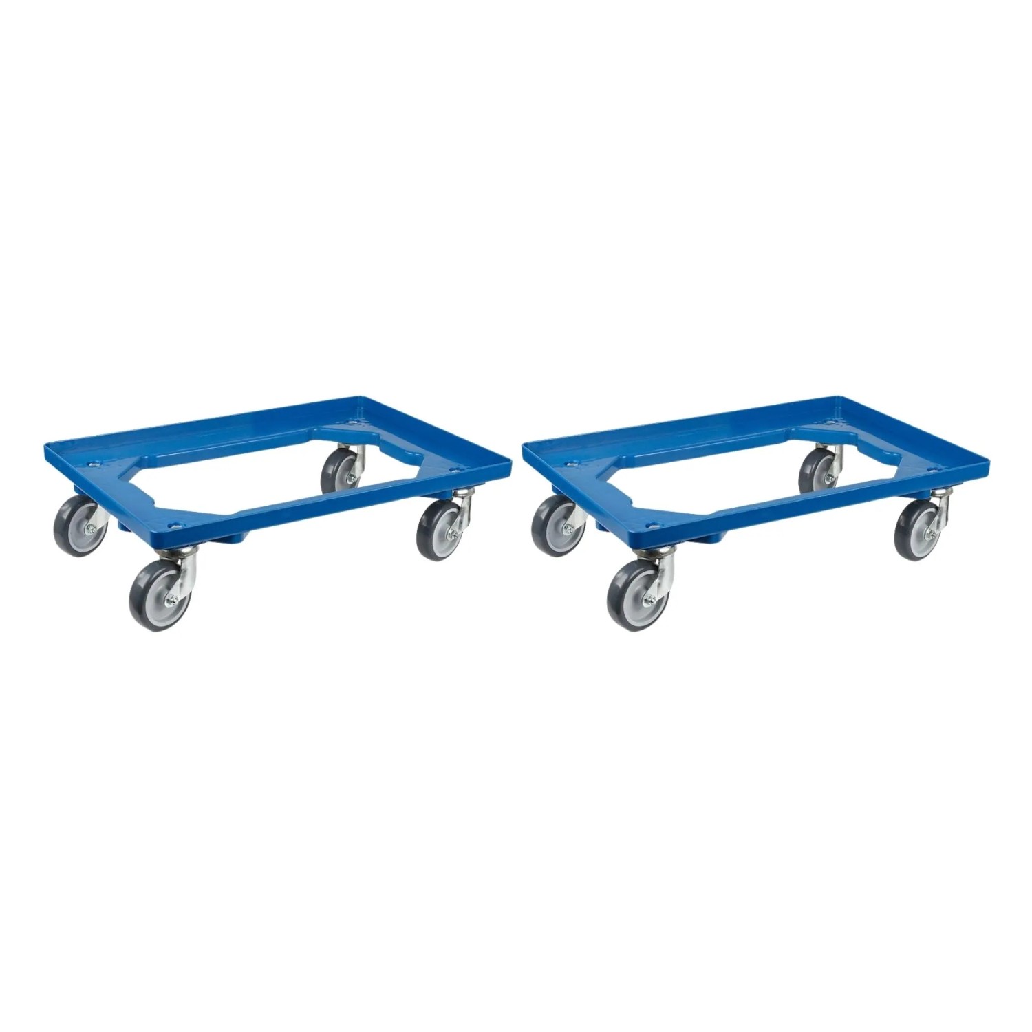 Bild von PROREGAL SparSet 2x Transportroller für Euroboxen 60 x 40 cm mit Gummiräder Blau Offenes Deck 2 Lenkrollen und 2 Bockrollen Traglast 300 kg