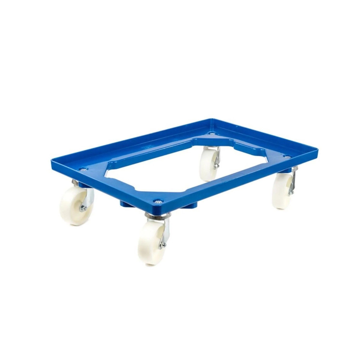 Bild von PROREGAL Transportroller für Euroboxen 60 x 40 cm mit Kunststoffräder Blau Offenes Deck 2 Lenkrollen und 2 Bockrollen Traglast 300 kg