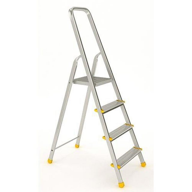 Bild von PROREGAL® Stehleiter Metal Single Giraffe Einseitige-Aluminium-Bügelleiter, 3 Stufen, 125 (Leiter, Trittleiter, Stufenleiter, Stehleiter, Haushaltsleiter), Mehrere Höhen, stabiles Material, vielseitig einsetzbar