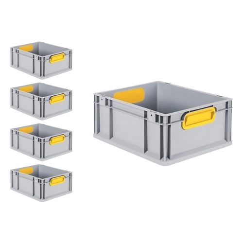 Bild von PROREGAL Spar Set 5x Eurobox Nextgen Color HxBxT 22 x 40 x 60 cm 44 Liter Griffe Grün Offen Verstärkter Boden Eurobehälter Transportbox, PROREGAL SuperSparSet 5x Eurobox NextGen Color | HxBxT 22x40x60cm | 44 Liter | Griffe grün offen | Verstärkter Boden | Eurobehälter, Transportbox, Transportbehälter, Stapelbehälter