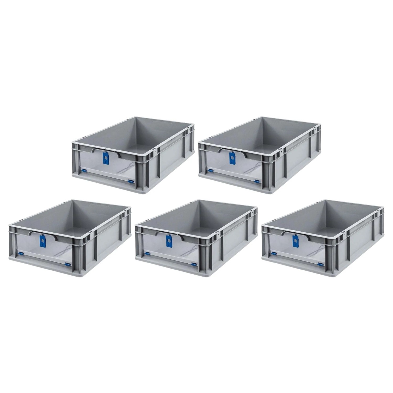 Bild von PROREGAL SuperSparSet 5x Eurobox NextGen Insight Cover HxBxT 17 x 40 x 60 34 Liter Niedrig/Blau Eurobehälter Transportbox