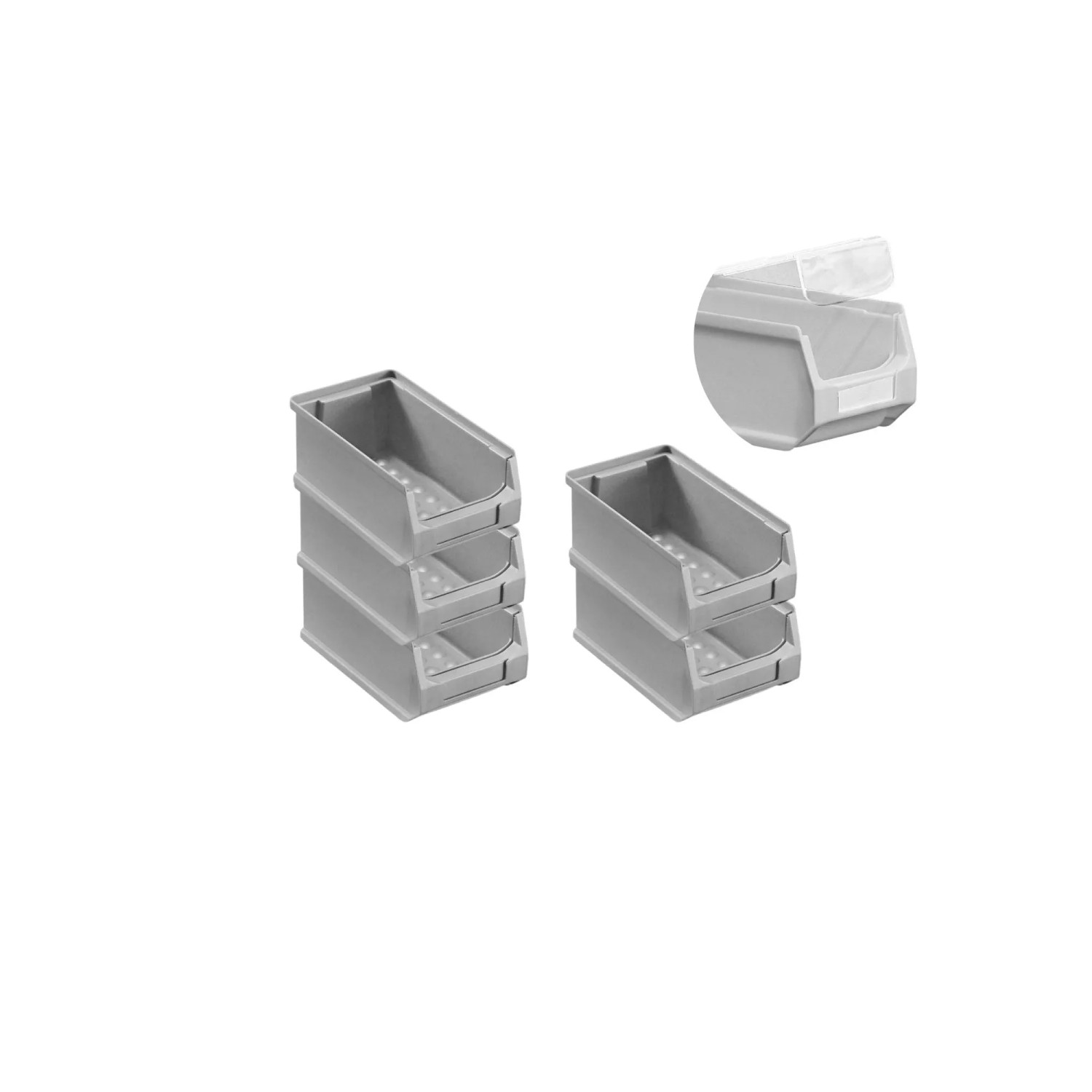 Bild von SparSet 5 x Graue Sichtlagerbox 2.0 Mit Abdeckung HxBxT 7,5 x 10 x 17,5 cm 0,8 Liter Sichtlagerbehälter Sichtlagerkasten